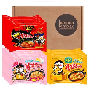 Samyang BULDAK Ramen Combo | Kennenlernbox | 5er Pack Hot Chicken Carbonara & 5er Pack Käse & 5er Pack 2x Spicy