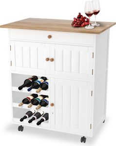 YUENFONG Kücheninselwagen auf Rollen Küchenwagen Bewegliche Küchen Wagen mit Arbeitsplatte Lagerschrank Küchenschrank 68x39x85 cm (Typ A)