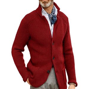 Herren Strickjacken Gestrickt Outwear Casual Mit Taschen Pullover Bequeme Warm Cardigans Rot,Größe:2xl