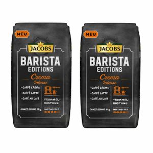 JACOBS Kaffeebohnen Barista Editions Crema Intense 2 x 1kg ganze Kaffee Bohnen