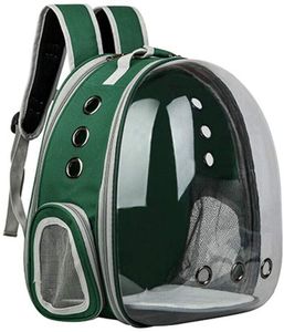 Katzenrucksack Hunderucksack Tragbare Haustier Rucksack Atmungsaktive Welpen Tasche mit Fenster Transportrucksack für Wandern Picknick Reisen Grün 31x29x42cm