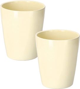 KOTARBAU®2er Set Keramik Blumentopf Übertopf für Orchideen H 150mm ⌀ 120 mm Cremefarben