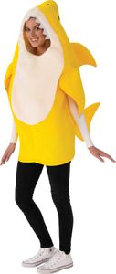 Baby Shark-Kostüm für Erwachsene mit Sound Faschingskostüm gelb-weiss