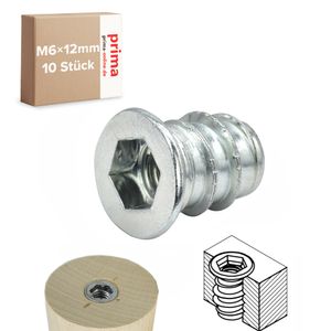 10x šroubovací hlavice M6 - délka 12 mm - šroubovací matice šroubovací hlavice šestihran M6x12