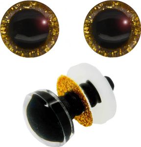 5 Paar Glitzer-Augen 12 - 40mm m. Gegenstück Sicherheitsaugen Amigurumis Kuscheltiere Teddy Variantenwahl, Größe:Ø 25 mm x 25 mm, Farbe:gold