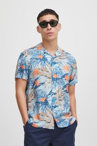 Herren BLEND Florales Kurzarm Hemd Slim Fit Shirt mit Brusttasche Oberteil aus Viskose SHIRT, Farben:Blau, Größe:S