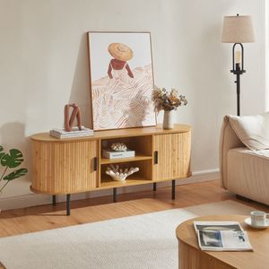 Fernsehschrank 'Tvedestrand' 140x40x55 cm Holzfarben/Schwarz Fernsehschrank 'Tvedestrand' 140x40x55 cm Holzfarben/Schwarz