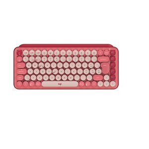 Logitech POP Keys Wireless Mechanical Keyboard With Emoji Keys - Mini, RF Wireless + Bluetooth, Mechanischer Switch, QWERTZ, Burgund, Pink | 920-010822