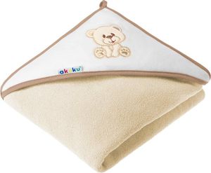 Kapuzenhandtuch, Babyhandtuch, Baby Handtuch mit Kapuze, Badeponcho Kinder Poncho aus Frottee - Teddybär ecru