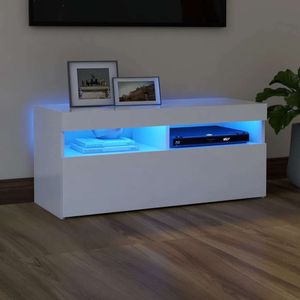 vidaXL TV-Schrank mit LED-Leuchten Weiß 90x35x40 cm
