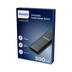 Philips External SSD 500GB, USB3.2, Schwarz