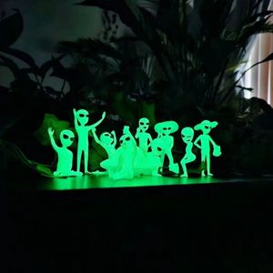 Leap Lustige Alien-Figur für den Garten, niedliches, im Dunkeln leuchtendes Pflanzenzubehör, leuchtende Baumgeister, Miniatur-Leuchtgeist - grünes Licht
