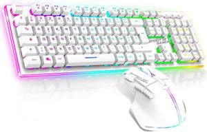 Kabellose Gaming-Tastatur,, wiederaufladbar, RGB | Französisches AZERTY-Layout mit Hintergrundbeleuchtung | Gaming Keyboard Semi-Mechanisch