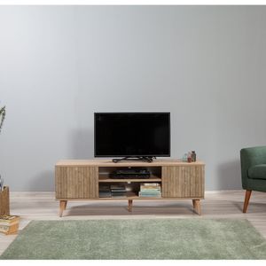 Skye Decor, Truva - 728, Fernsehtisch, Sonoma-Eiche, 100 % MELAMINBESCHICHTETE SPANPLATTEN, 140 x 40 x 50 cm