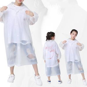 Weiß Kinder Regenponcho Einteiliger Regenmäntel für Jungen Studenten Mädchen EVA Wiederverwendbar Regenbekleidung Regencape Regenjacke