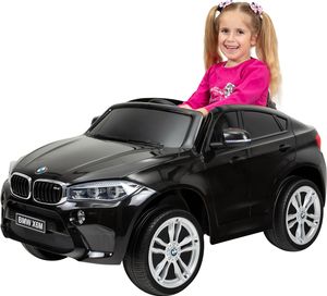 Kinder-Elektroauto BMW X6 M F16, lizenziert, 90 Watt, Fernbedienung, LEDs, Soundmodul, EVA-Reifen, 2x 6 Volt (Schwarz)