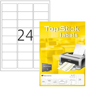 TOP STICK Universal-Etiketten 64 x 34 mm weiß 2.400 Etiketten auf 100 Blatt