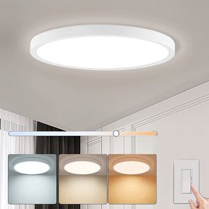 24W LED Deckenleuchte 3 Farbtemperatur Deckenlampe Ultra Dünn Lichtpaneel für Wohnzimmer Schlafzimmer Flur, 23x2.3cm, Weiß