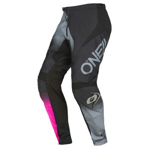 O'Neal Damen Motorrad, MX, MTB, Cross Hose - Element Racewear V.22 black/gray/pink - Schwarz Grau Pink, ergonomisch vorgeformte Beine, Schutzeinsätze, Gr. 26 - 38, Größe:30