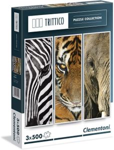 Clementoni - Puzzle - Animals (3x500 Teile) Zebra Tier Elefant Puzzel