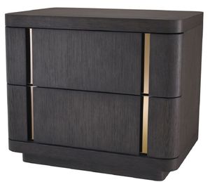 Casa Padrino Luxus Beistelltisch mit 2 Schubladen Mokka  / Messing 65 x 46 x H. 56 cm - Luxus Kollektion