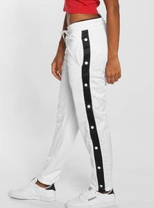 Urban Classics Damen Ladies Button Up Track Pants TB1995, color:wht/blk/wht, size:XS