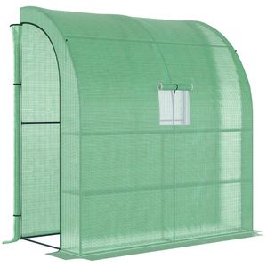 Outsunny Foliengewächshaus Gewächshaus Treibhaus mit 2 Türen Pflanzenaufzucht UV-Schutz Stahl PE Grün 200 x 100 x 213 cm