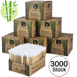 3000 Bambus Ohrstäbchen Wattestäbchen Ohrreiniger Biologisch Abbaubar Nachhaltig