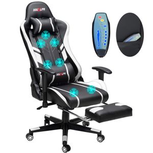 Douxlife® GC-RC03 herní kancelářská židle masážní ergonomická s opěradlem, bílá