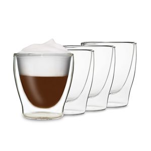 DUOS®, sklenené šálky na latte macchiato, 4 x 200 ml, dvojstenné poháre
