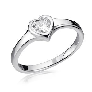 MATERIA Damen Ring Herz mit Zirkonia weiß - 925 Sterling Silber Ringe Liebe Verlobungsring SR-163, Ringgrößen:60 (19.1mm Ø)