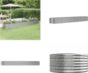 vidaXL Podwyższone łóżko Stal malowana proszkowo 368x80x36 cm Srebrny - Podwyższone łóżko - Podwyższone łóżka - Podwyższone łóżko ogrodowe - Sadzarka