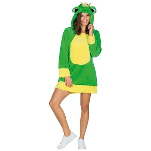 Damen Kostüm Frosch Kleid grün Kapuze Karneval Fasching Gr. 38/40