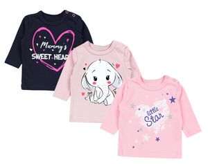 TupTam Uni Baby Langarmshirt mit Spruch Aufdruck 3er Set, Farbe: Mädchen 2, Größe: 80
