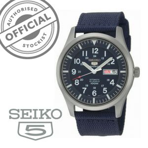 Seiko 5 Sport Automatic Military Blue Canvas Herrenuhr SNZG11K1 42mm