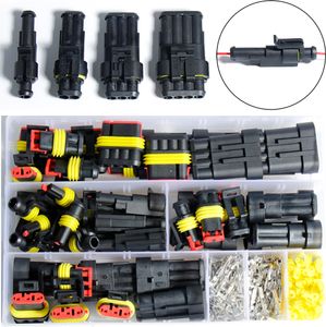 704 Stück Kabel Steckverbinder Stecker Auto Wasserdichte Steckverbinder 1/2/3/4-polige Stecker und Buchsen für KFZ Motorrad Boote