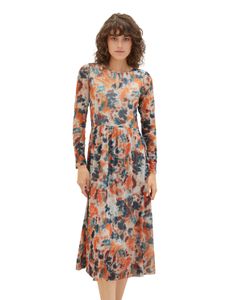 Tom Tailor printed mesh dress 32367 grey orange tie dye floral 42