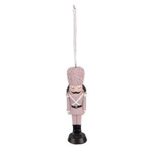 Clayre & Eef Weihnachtsanhänger Nussknacker 13 cm Rosa Kunststoff