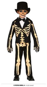 Skelett Anzug Kostüm für Jungen, Größe:128/134