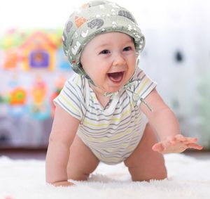 Baby Sicherheitshelme Kopfschutz Kleinkind Schutzhut Baumwolle Verstellbarer Sicherheitshelm Baby im Alter von 6-36 Monaten Grün