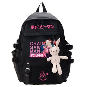 Anime Chainsaw Man Power Schultasche Junge Mädchen Rucksack Cartoon-Druck Backpack Laptop Tasche Schwarz