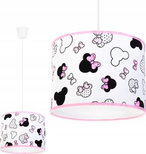 Hängelampe für Kinderzimmer - Deckenlampe - Pendelleuchte aus Metall mit Lampenschirm - Klassisch 1-Flammig 20 cm, Weiß und Rosa, Minnie