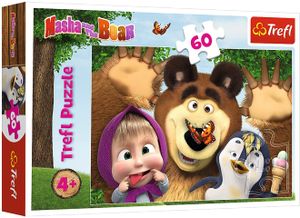Trefl, Puzzle, Glücklicher Maschas Tag, Masha and the Bear, 60 Teile, für Kinder ab 4 Jahren