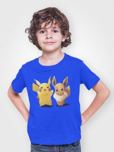 Pokemon Evoli Pikachu Pika Bio Baumwolle T-Shirt Jungen Comic Shirt Kids Anime