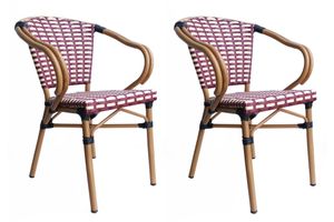 SIT Möbel Armlehnstuhl 2er-Set | Rattan-Optik beige-rot | Gestell Aluminium natur | wetterfest | B 56 x T 56 x H 83 cm | 02472-25 | Serie SIT&CHAIRS