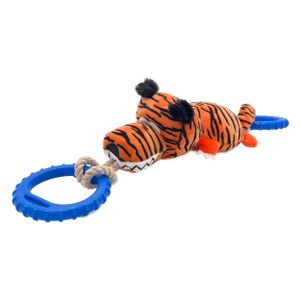 Aktiv-Hundespielzeug aus Polyester mit TPR-Ring & Quietscher | Quietschspielzeug für den Hund (Tiger)