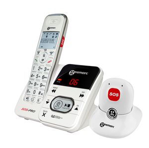 Geemarc AmpliDECT 295 SOS PRO schnurloses Großtastentelefon 30 dB mit mobiler Freisprecheinrichtung (+Anrufbeantworter) - Deutsche Version