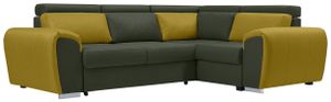 Ecksofa Wohnzimmer - Wohnlandschaft - L-Form Couch mit Schlaffunktion - Bettsofa - Wohnzimmer L Couch - Polstersofa mit Bettkasten - WYZ - Grau und Gelb