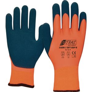 Nitras Kälteschutzhandschuhe Soft Grip Winter 3560W, wasserabweisend, flexibel, weich, reißfest, Warnfarbe Größe:10