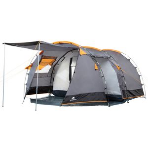 CampFeuer Zelt Super+ für 4 Personen | Grau / Schwarz | 3000 mm Wassersäule